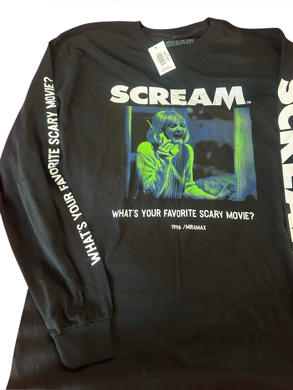 NWT Spencer’s black long sleeve short Scream -Size Large
